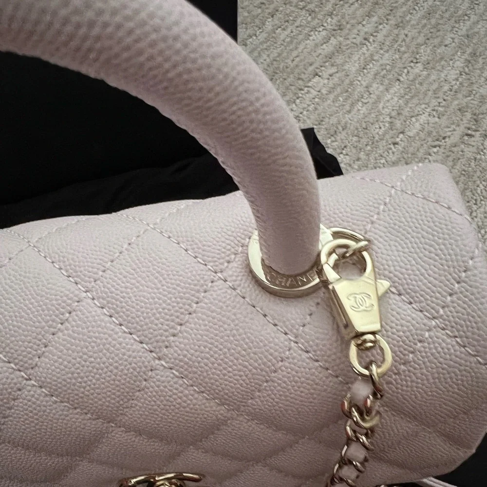 RARE 20A 2020 Chanel lilac small coco top handle pink shoulder bag - Picture 9 of 15